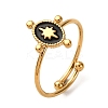 304 Stainless Steel Enamel Cuff Rings for Women RJEW-F194-04G-2