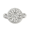 Brass Micro Pave Clear Cubic Zirconia Sun Connector Charms KK-P302-12P-1