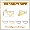 40Pcs 2 Colors 304 Stainless Steel Open Heart Pendants STAS-LP0004-24-2