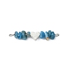 16Pcs 16 Styles Mixed Gemstone Chip Beaded with Brass Heart Connector Charms PALLOY-JF03059-02-2
