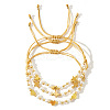 3Pcs Cross Adjustable Plastic Imitation Pearl Braided Bead Bracelets for Women OW3783-4-1