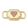 Rack Plating Brass Micro Pave Clear & Orchid Cubic Zirconia Heart Mask Connector Charms KK-L224-065G-1