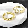 2Pcs 2 Styles Brass Micro Pave Clear Cubic Zirconia Cuff Rings for Women RJEW-S399-02G-1