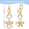 8Pcs 2 Styles Brass Micro Pave Cubic Zirconia Charms KK-AR0004-60-2