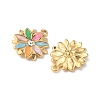 304 Stainless Steel Enamel Rhinestone Flower Pendants STAS-U057-04G-2