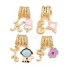 Brass Enamel & Clear Cubic Zirconia European Dangle Charms KK-CBA415D-12G-1