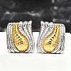304 Stainless Steel Two-tone Stud Earrings for Women EJEW-R023-01GP-02-1