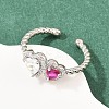 Brass Micro Pave Cubic Zirconia Cuff Open Rings for Women RJEW-C153-04P-02-2