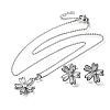Flower Brass Micro Pave Cubic Zirconia Stud Earrings & Pendant Necklaces Sets SJEW-Z002-02P-4