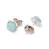 Gemstone Half Round Stud Earrings EJEW-P220-02P-4