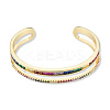 Colorful Cubic Zirconia Double Line Open Cuff Bangle BJEW-N014-011-2