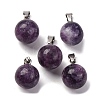 Round Natural Lepidolite Pendants G-Q434-20-1