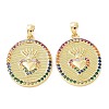 Rack Plating Brass with Cubic Zirconia Pendants KK-B076-08G-1