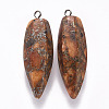 Faceted Teardrop Assembled Synthetic Regalite/Imperial Jasper/Sea Sediment Jasper & Natural Pyrite Big Pendants G-R484-02-2