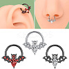 304 Stainless Steel Crystal Rhinestone Halloween Bat Hoop Nose Rings WG0E020-03-1
