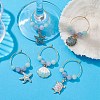 Turtle/Starfish/Shell Alloy Enamel Wine Glass Charms AJEW-JO00200-5