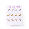 6 Pairs 304 Stainless Steel Heart Stud Earrings for Women EJEW-A067-21-4