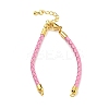 Leather Braided Cord Link Bracelets MAK-K022-01G-13-1