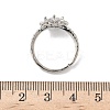 Flower Brass with Clear Cubic Zirconia Finger Rings for Women RJEW-Z111-01P-5