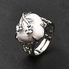 Natural Howlite Adjustable Rings RJEW-P043-03P-10-5