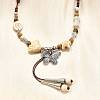 Ethnic Style Alloy & Porcelain Ceramic Beads Butterfly Pendant Tassel Y Necklaces NJEW-D308-01D-4