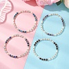Natural Gemstone & Cultured Freshwater Pearl Cube & Rice Beaded Stretch Bracelets for Women BJEW-JB13390-1