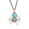 Synthetic Turquoise Spider Pendant Necklaces PW-WG57689-09-1