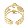 Ion Plating(IP) 304 Stainless Steel Enamel Cuff Finger Rings RJEW-L107-037G-01-2