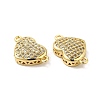 Brass Micro Pave Clear Cubic Zirconia Connector Charms KK-E068-VB340-2