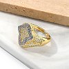 Brass Micro Pave Clear Cubic Zirconia Cuff Rings for Women RJEW-U041-03G-3