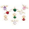 9Pcs 3 Styles 3 Colors Brass Glass Rhinestone Pendants GLAA-SC0001-38LG-1