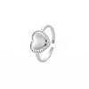 Non-Tarnish 304 Stainless Steel Heart Open Cuff Ring for Women RJEW-S405-219P-3