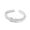 Clear Cubic Zirconia Bowknot Open Cuff Ring RJEW-C056-06P-2