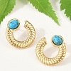 304 Stainless Steel Synthetic Turquoise Stud Earrings for Women EJEW-U046-14G-3