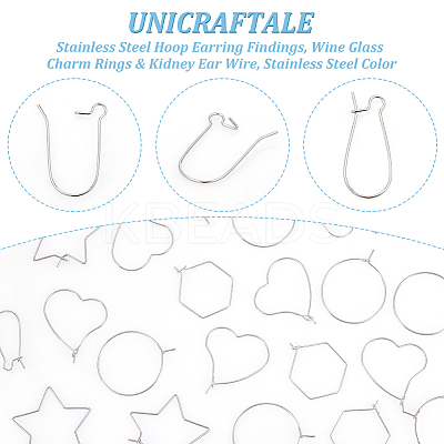 150Pcs 5 Style 304 Stainless Steel Hoop Earring Findings STAS-UN0050-92-1
