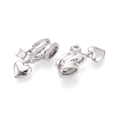Brass Micro Pave Clear Cubic Zirconia Pendants KK-T075-88P-1
