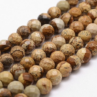 Natural Picture Jasper Beads Strands G-G736-27-6mm-1