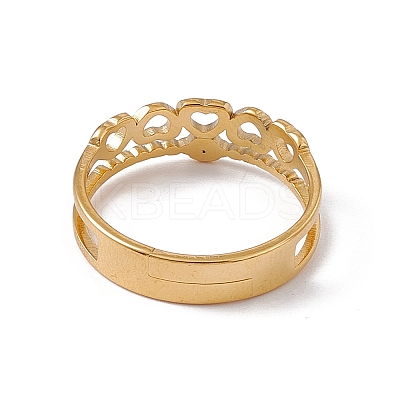 Ion Plating(IP) 201 Stainless Steel Hollow Out Heart with Evil Eye Finger Ring for Women RJEW-C045-06G-1