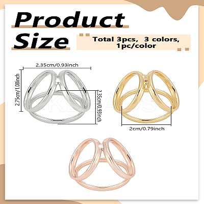 3Pcs 3 Colors Alloy Women Lady Girls Fashion Scarf Ring Buckle AJEW-LP0010-67-1