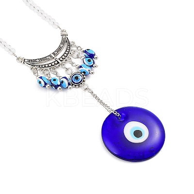 Evil Eye Alloy Lampwork Pendant Decorations HJEW-M005-02A-AS-1