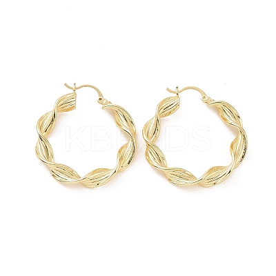Brass Twist Rope Shape Hoop Earrings for Women EJEW-F303-08G-1