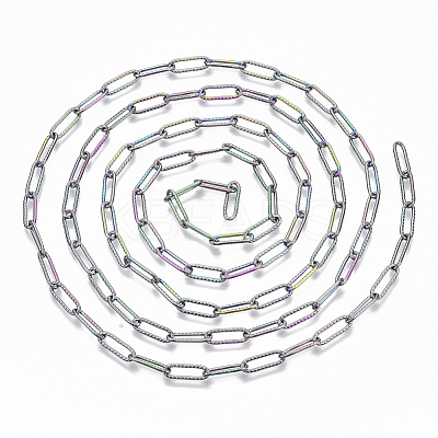 Ion Plating(IP) 304 Stainless Steel Textured Paperclip Chains CHS-S006-JN954-3-1
