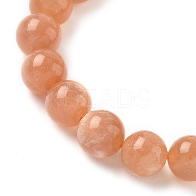 Natural Sunstone Beaded Stretch Bracelets for Men Women BJEW-I322-01A-1