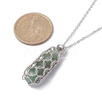 Natural Mixed Gemstone Bullet Pendant Necklaces NJEW-JN04529-01-1