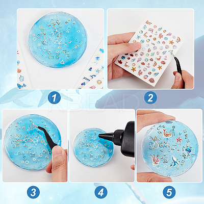 12 Sheets 3 Style Waterproof Ocean Theme PET Nail Art Stickers STIC-OC0001-05-1