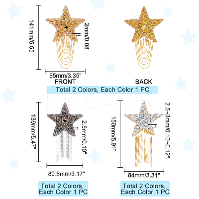 6Pcs 6 Style Star Hotfix Resin Rhinestone(Hot Melt Adhesive On the Back) DIY-PH0006-99-1