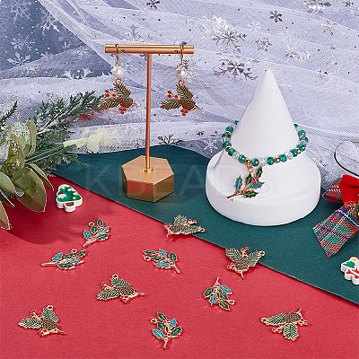 28Pcs 2 Styles Golden Plated Christmas Alloy Enamel Pendants ENAM-SC0005-83-1