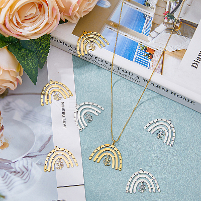 12Pcs 2 Colors 304 Stainless Steel Pendants STAS-DC0011-67-1