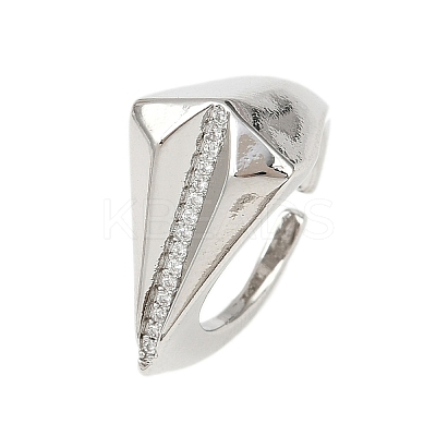 Brass Micro Pave Cubic Zirconia Adjustable Cuff Rings RJEW-C140-01P-1