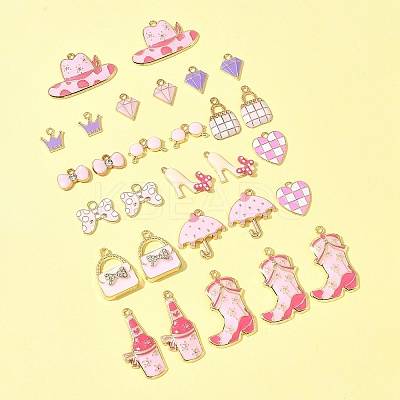 28Pcs 14 Styles Alloy Enamel Pendants ENAM-FS0002-25-1